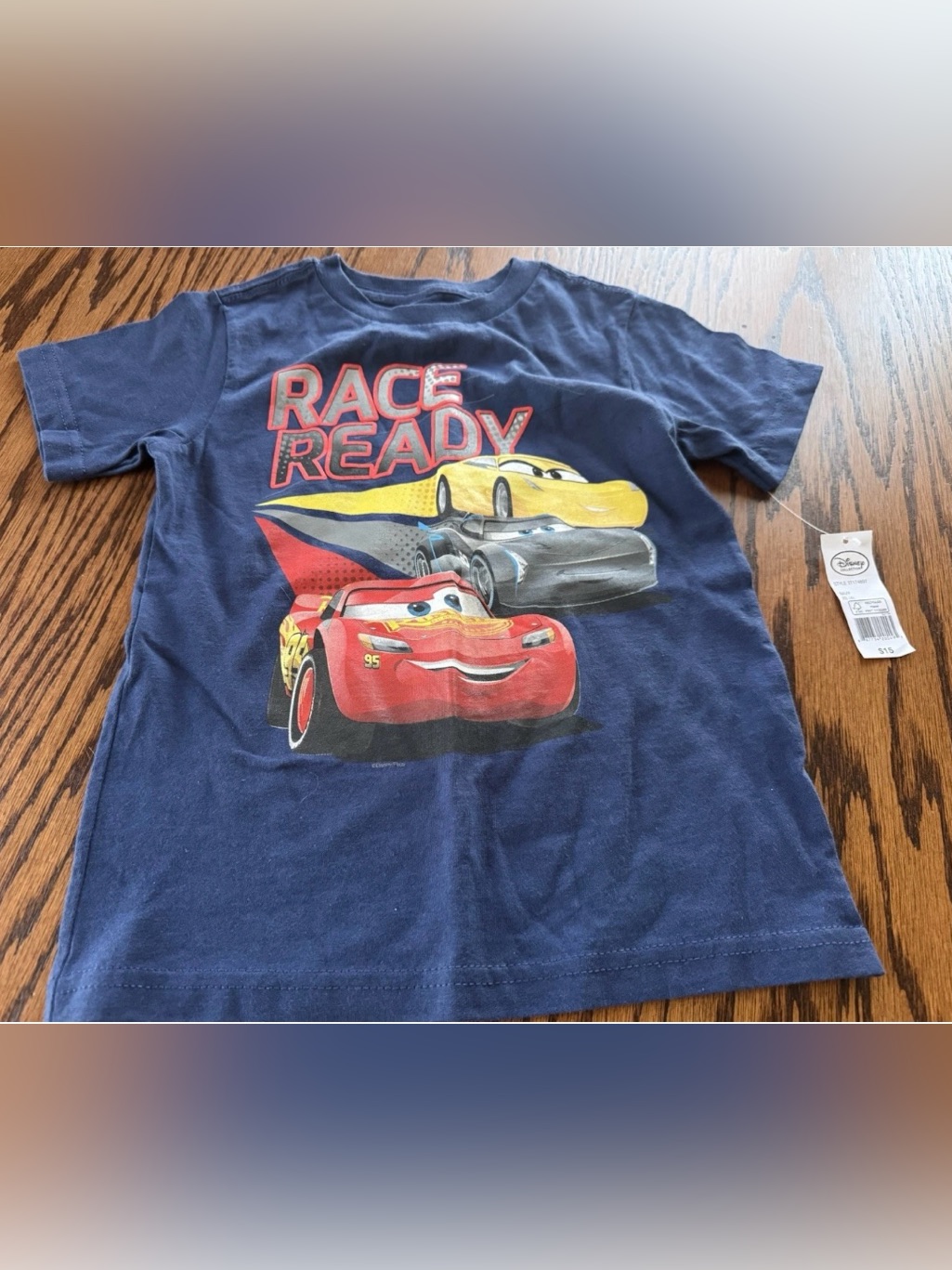 Nwt Boys Xs 4 Disney Cars Blue Short Sleeve Tee Shirt Tshirt Lightning Mcqueen